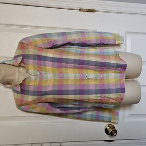 Madewell 100% Cotton Pastel Plaid  Lightweight Button Down Xs